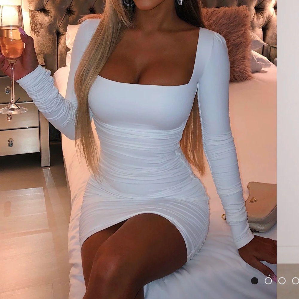 Black scrunch mini dress